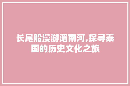 长尾船漫游湄南河,探寻泰国的历史文化之旅