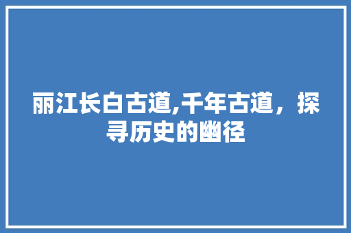 丽江长白古道,千年古道，探寻历史的幽径