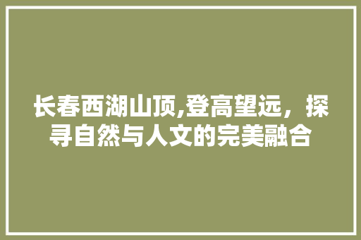 长春西湖山顶,登高望远，探寻自然与人文的完美融合