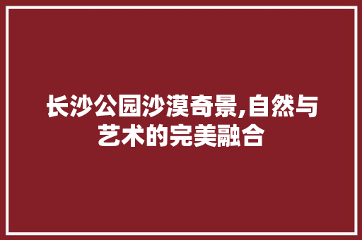 长沙公园沙漠奇景,自然与艺术的完美融合