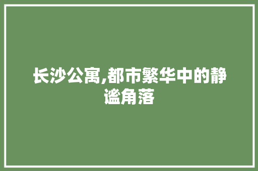 长沙公寓,都市繁华中的静谧角落