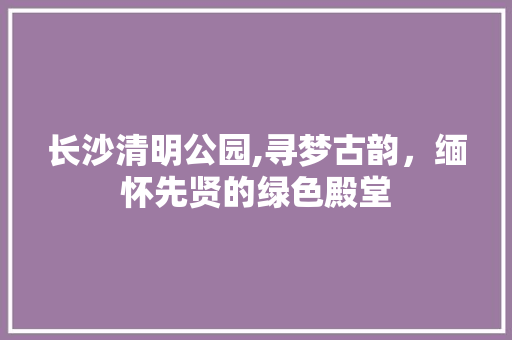 长沙清明公园,寻梦古韵，缅怀先贤的绿色殿堂