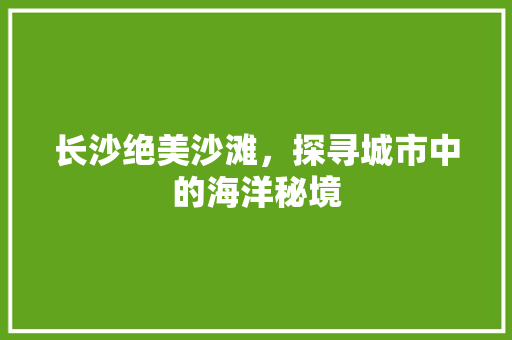 长沙绝美沙滩，探寻城市中的海洋秘境