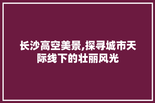 长沙高空美景,探寻城市天际线下的壮丽风光