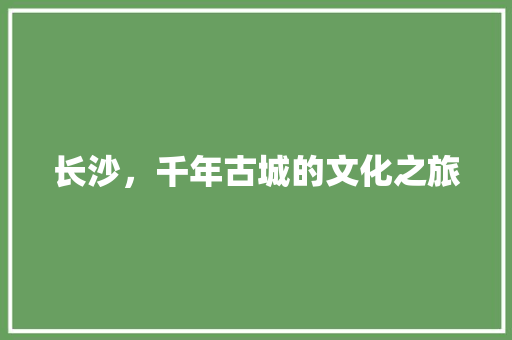 长沙，千年古城的文化之旅