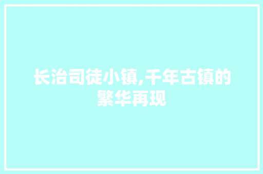 长治司徒小镇,千年古镇的繁华再现