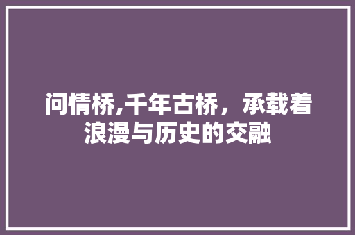 问情桥,千年古桥，承载着浪漫与历史的交融