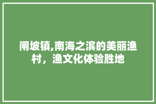 闸坡镇,南海之滨的美丽渔村，渔文化体验胜地  第1张