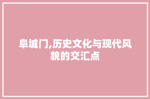 阜城门,历史文化与现代风貌的交汇点