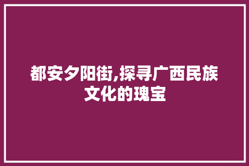 都安夕阳街,探寻广西民族文化的瑰宝