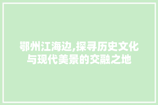 鄂州江海边,探寻历史文化与现代美景的交融之地