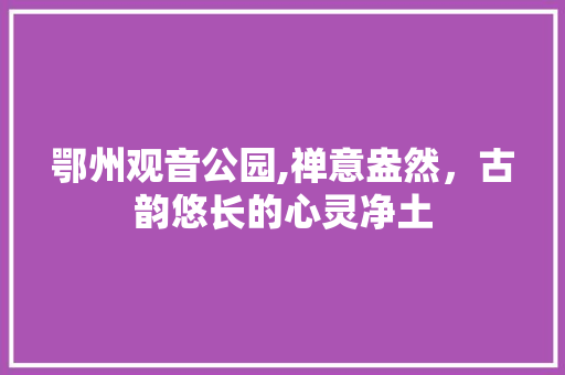 鄂州观音公园,禅意盎然，古韵悠长的心灵净土