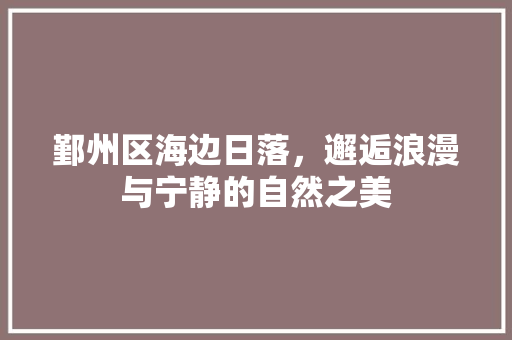 鄞州区海边日落，邂逅浪漫与宁静的自然之美