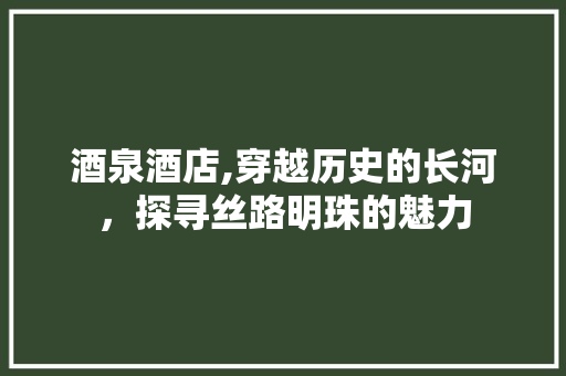 酒泉酒店,穿越历史的长河，探寻丝路明珠的魅力