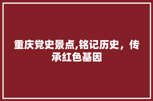 重庆党史景点,铭记历史，传承红色基因  第1张