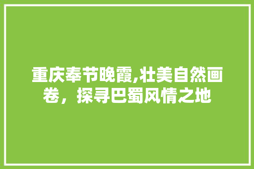 重庆奉节晚霞,壮美自然画卷，探寻巴蜀风情之地