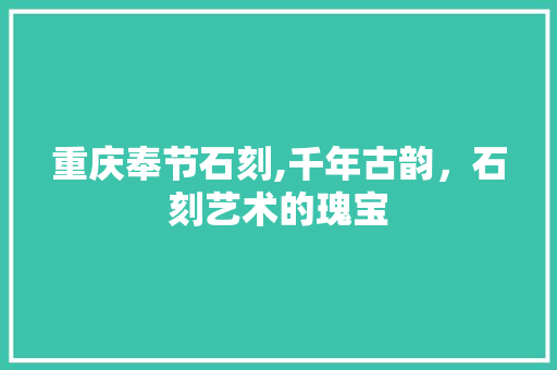 重庆奉节石刻,千年古韵，石刻艺术的瑰宝