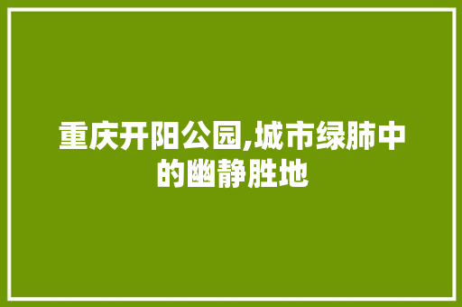 重庆开阳公园,城市绿肺中的幽静胜地