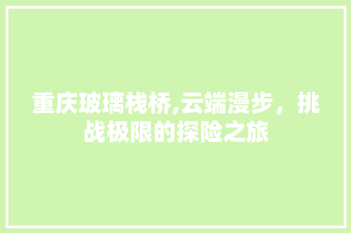 重庆玻璃栈桥,云端漫步，挑战极限的探险之旅