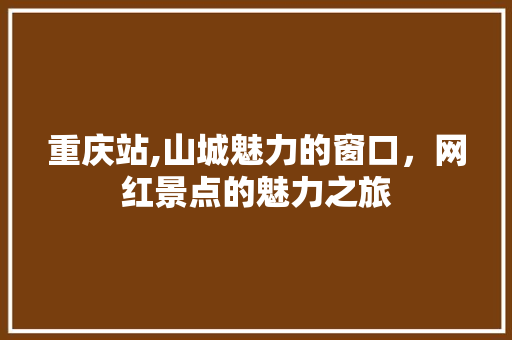 重庆站,山城魅力的窗口，网红景点的魅力之旅