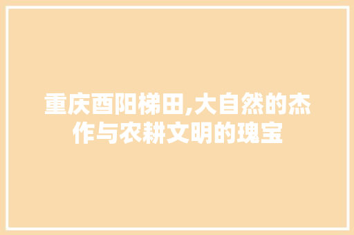 重庆酉阳梯田,大自然的杰作与农耕文明的瑰宝