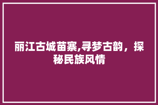 丽江古城苗寨,寻梦古韵，探秘民族风情  第1张