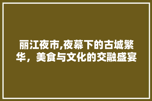 丽江夜市,夜幕下的古城繁华，美食与文化的交融盛宴