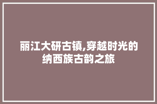 丽江大研古镇,穿越时光的纳西族古韵之旅  第1张