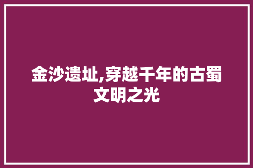 金沙遗址,穿越千年的古蜀文明之光