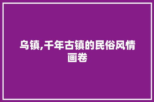 乌镇,千年古镇的民俗风情画卷  第1张