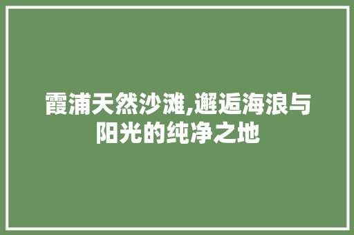 霞浦天然沙滩,邂逅海浪与阳光的纯净之地