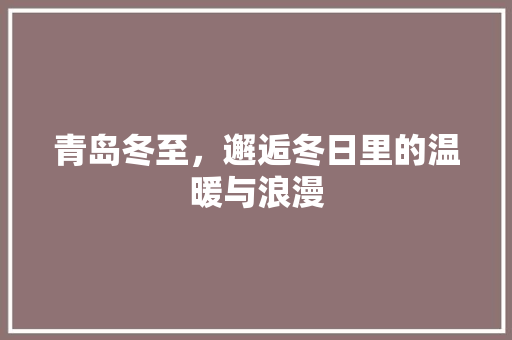 青岛冬至，邂逅冬日里的温暖与浪漫