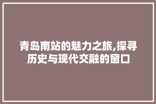 青岛南站的魅力之旅,探寻历史与现代交融的窗口