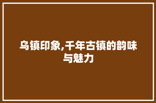 乌镇印象,千年古镇的韵味与魅力  第1张