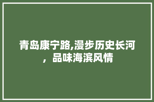 青岛康宁路,漫步历史长河，品味海滨风情