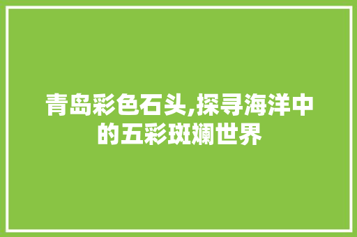 青岛彩色石头,探寻海洋中的五彩斑斓世界