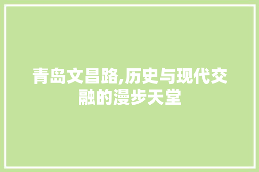 青岛文昌路,历史与现代交融的漫步天堂