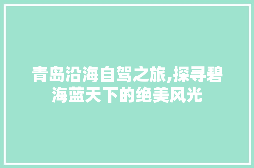 青岛沿海自驾之旅,探寻碧海蓝天下的绝美风光