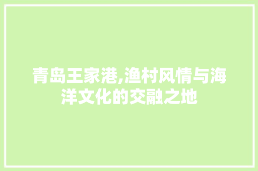 青岛王家港,渔村风情与海洋文化的交融之地