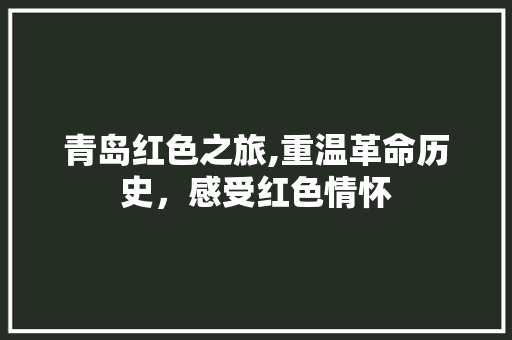 青岛红色之旅,重温革命历史，感受红色情怀