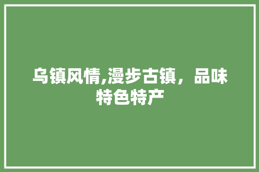 乌镇风情,漫步古镇，品味特色特产