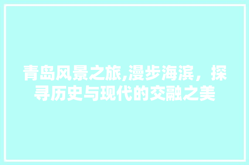 青岛风景之旅,漫步海滨，探寻历史与现代的交融之美