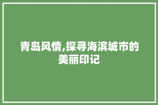 青岛风情,探寻海滨城市的美丽印记