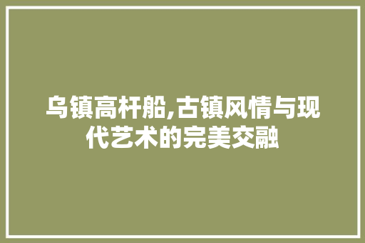 乌镇高杆船,古镇风情与现代艺术的完美交融