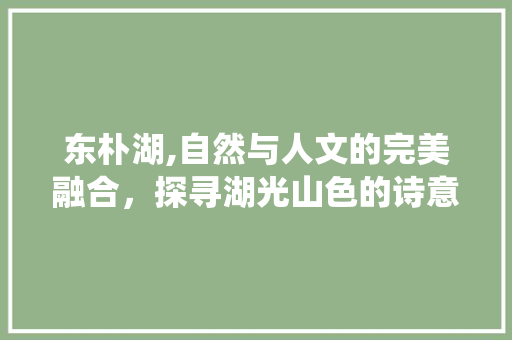 东朴湖,自然与人文的完美融合，探寻湖光山色的诗意栖息地