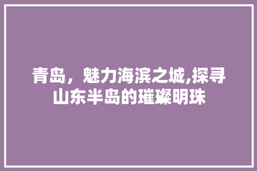 青岛，魅力海滨之城,探寻山东半岛的璀璨明珠