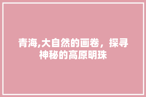 青海,大自然的画卷，探寻神秘的高原明珠