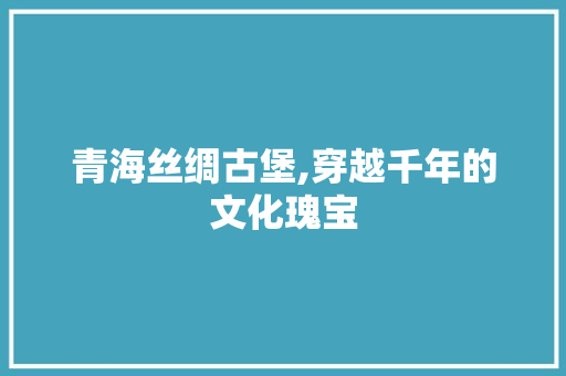 青海丝绸古堡,穿越千年的文化瑰宝