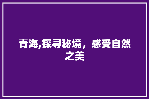 青海,探寻秘境，感受自然之美