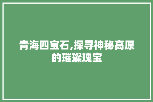 青海四宝石,探寻神秘高原的璀璨瑰宝